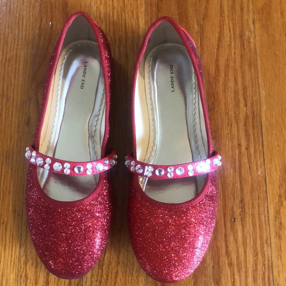 Lands End red sparkly Mary Jane shoes size 3. - Picture 2 of 9